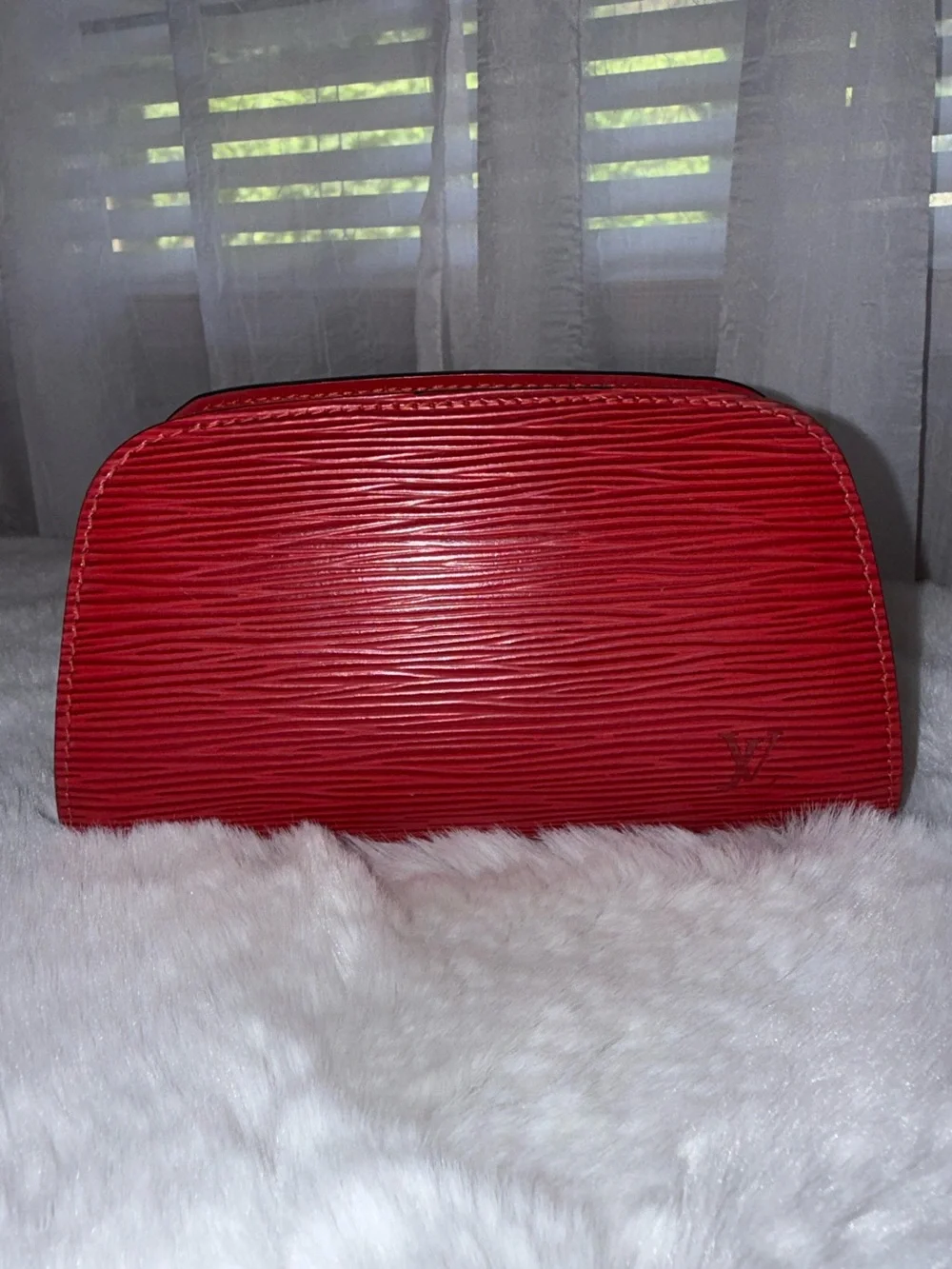 Louis Vuitton Red Epi Leather Dauphine Clutch